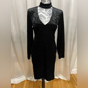 Bardot Black Crushed Velvet Choker Neckline Dress Womens Sz M/8